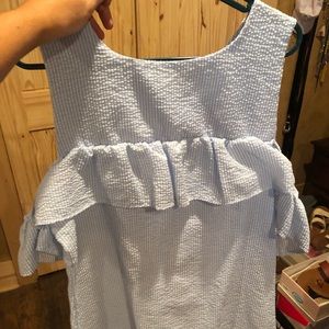 Blue seersucker OTS dress